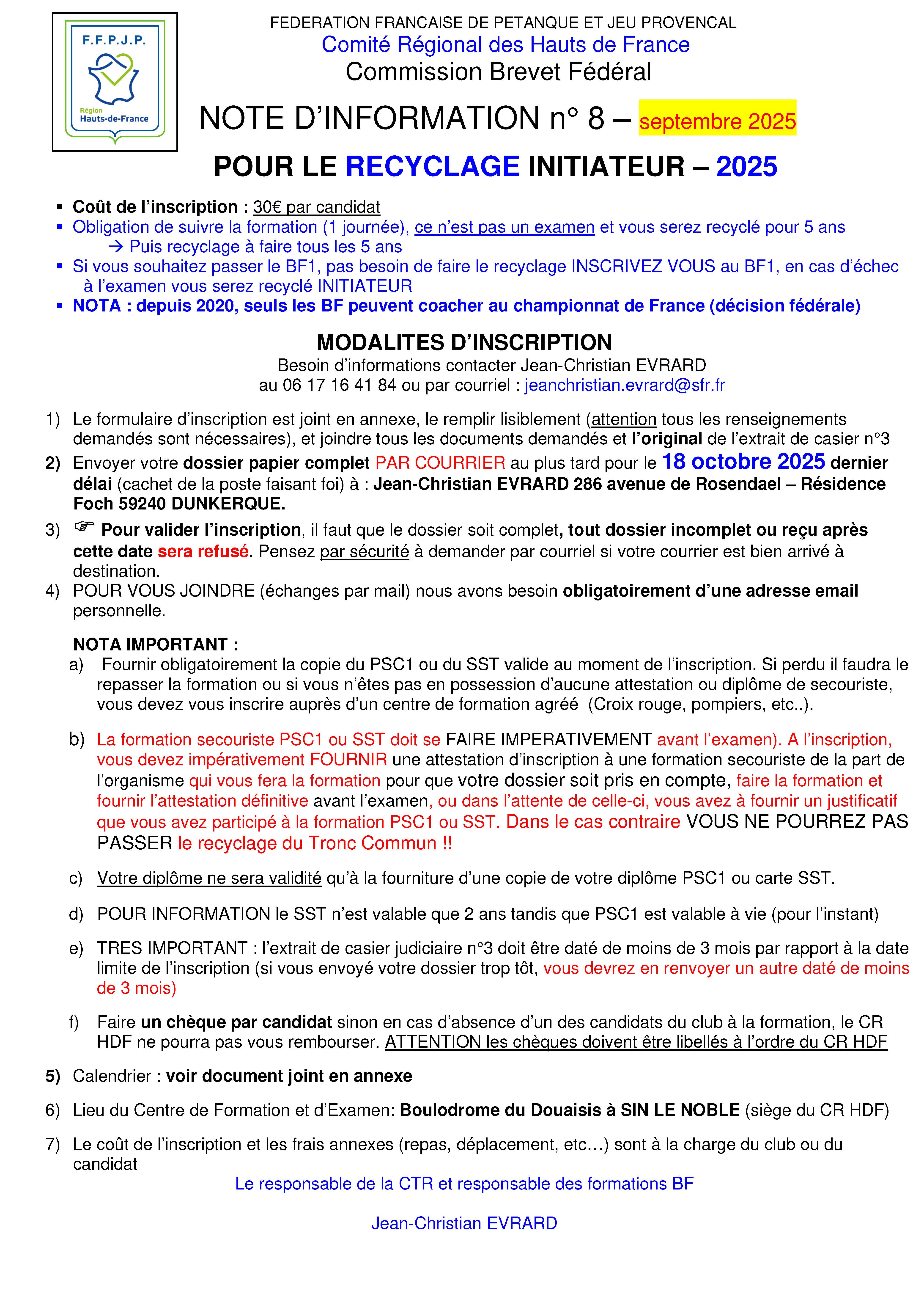 2025   Info n°8   Recyclage INITIATEUR