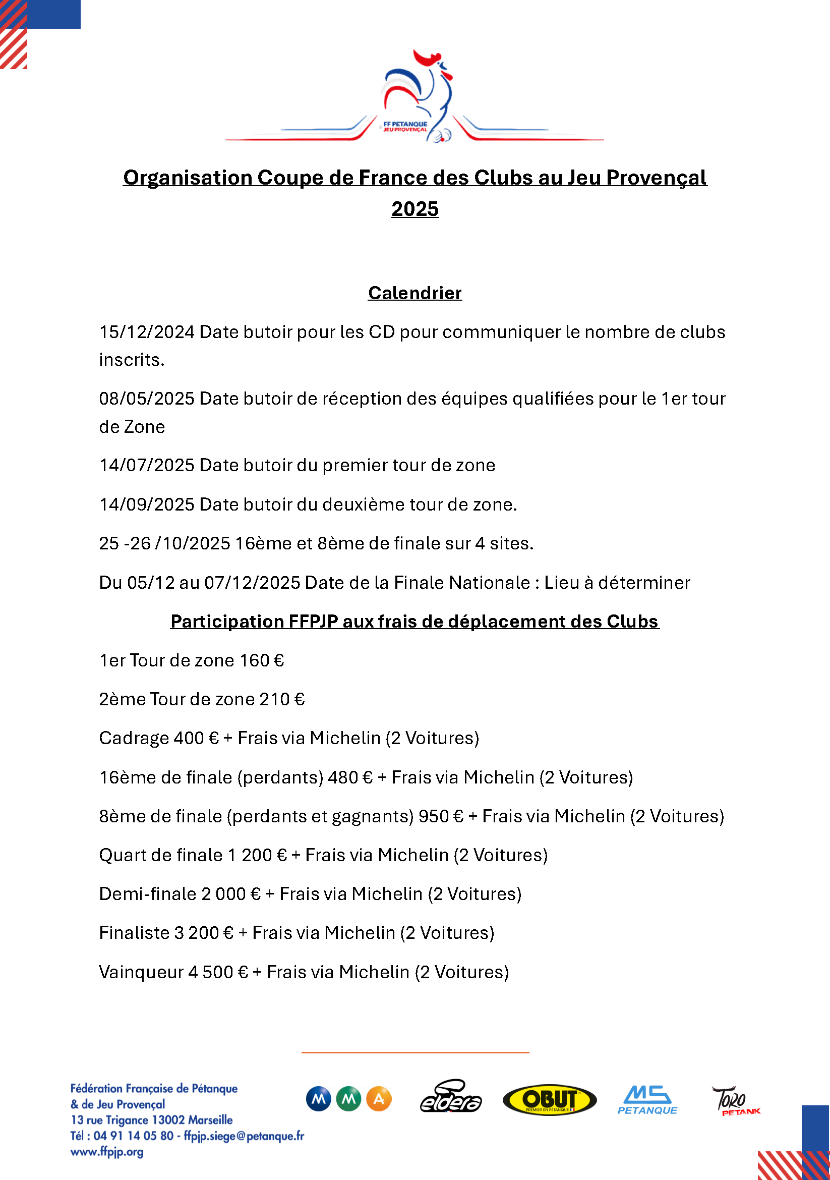 COUPE DE FRANCE 2025 JP CALENDRIER