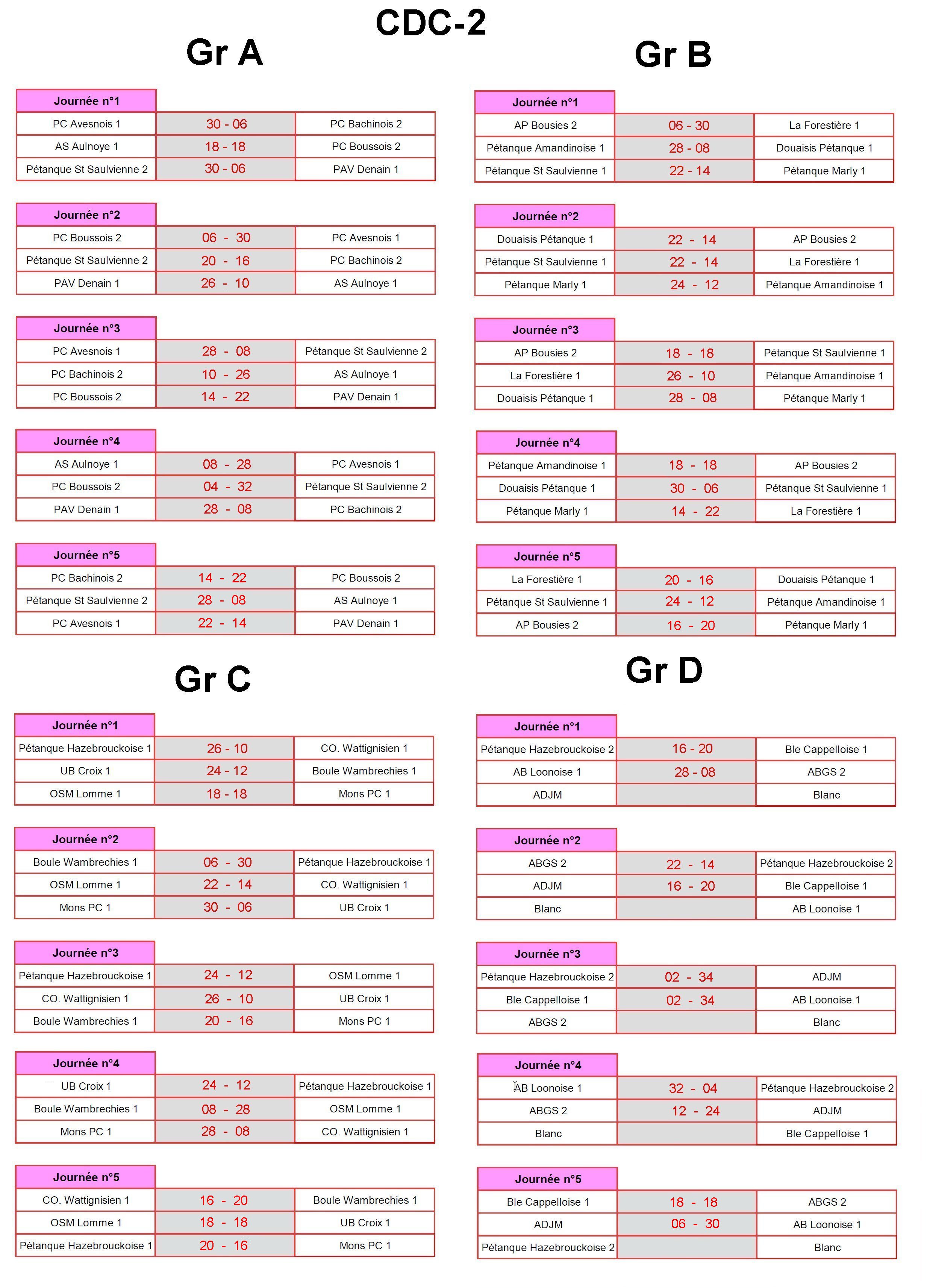 Calendriers CDCV1 2023