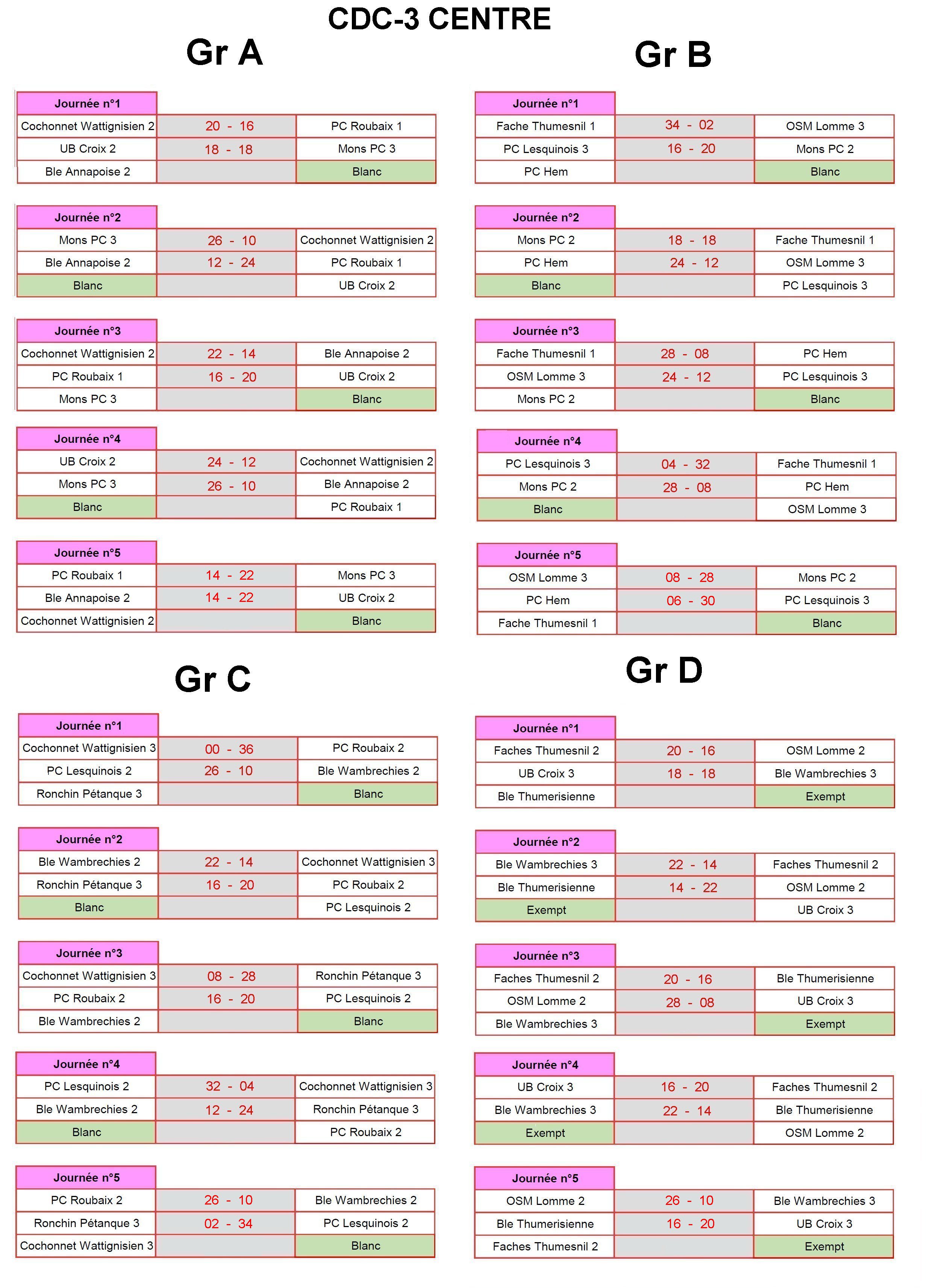 Calendriers CDC3 Centre 2023