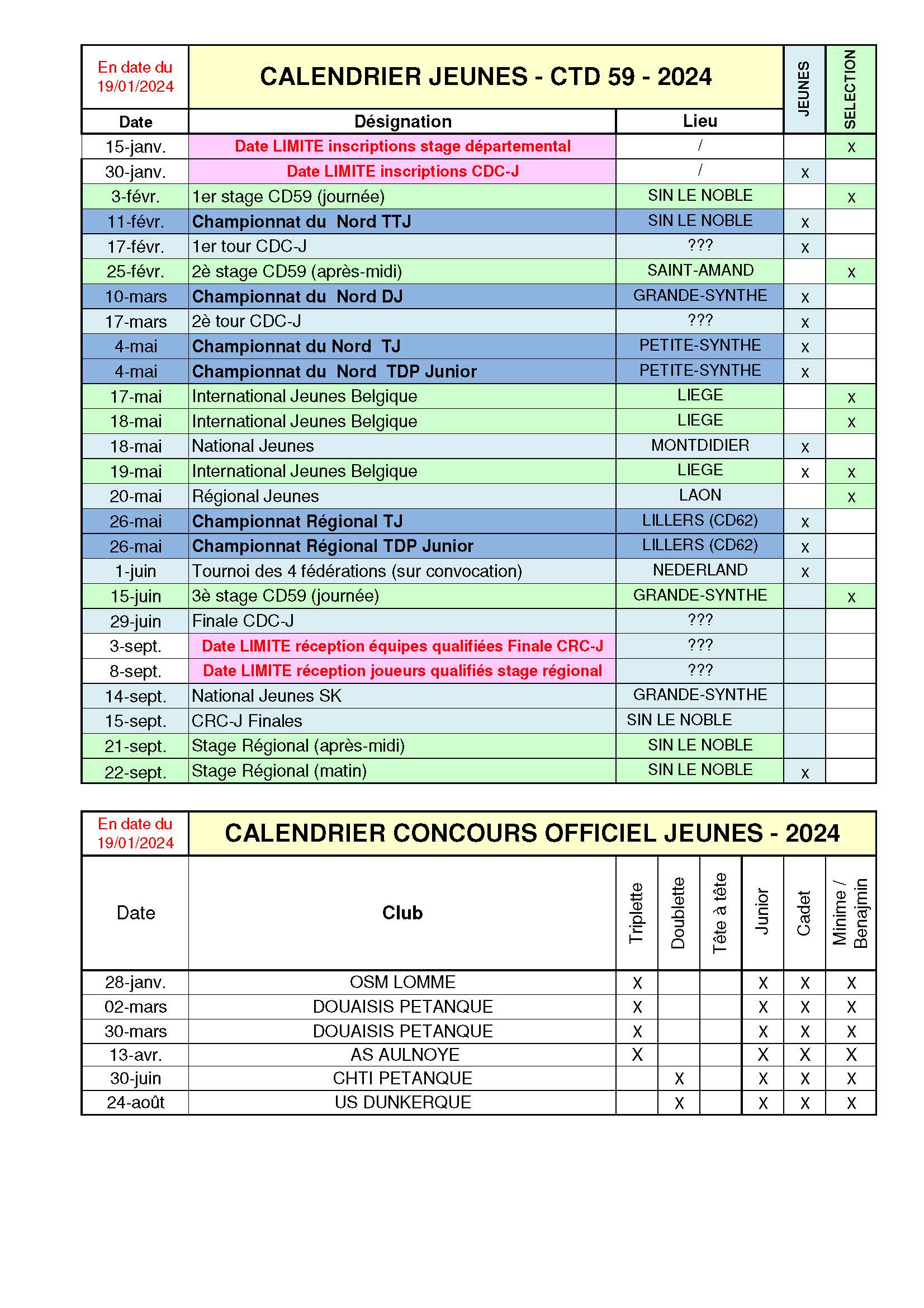 2024   Calendrier  CTD    12 nov