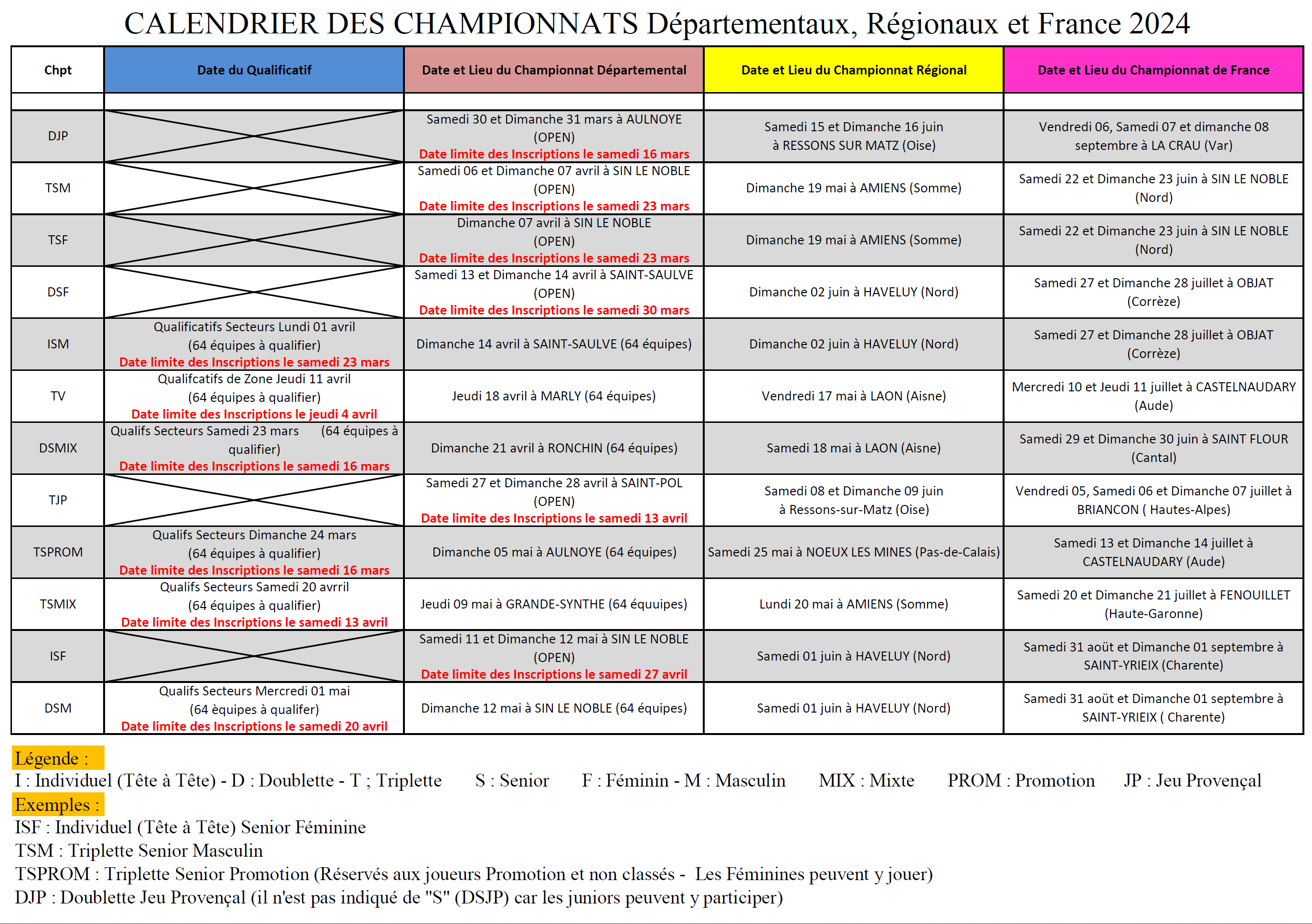 Calendrier 2024